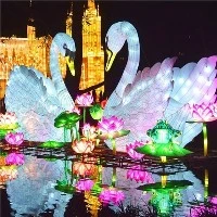 Park River Lighting Show Decoration Kineska svilena životinja Lantern of Swan